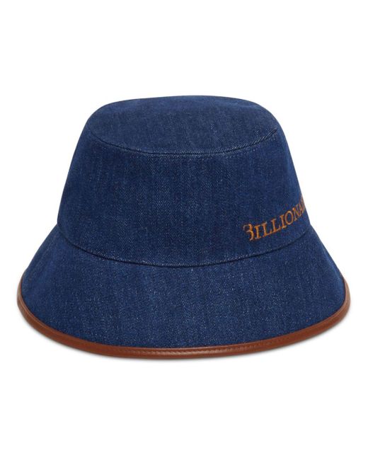 Billionaire Blue Logo-embroidered Canvas Bucket Hat for men