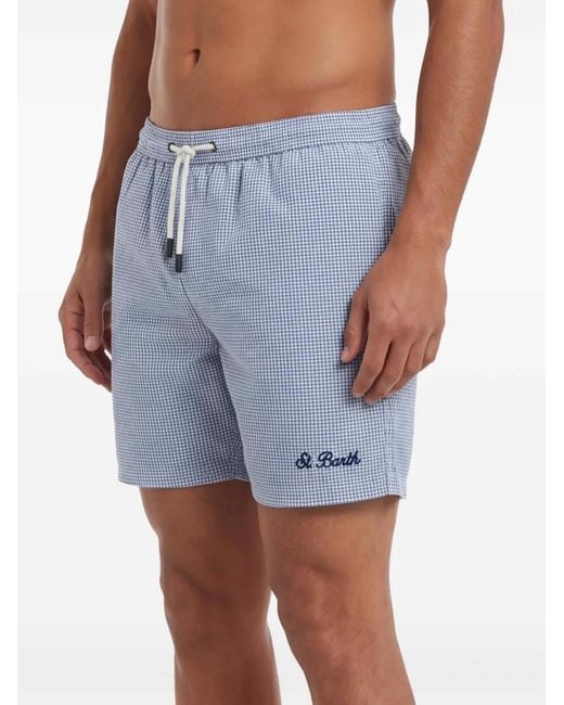 Mc2 Saint Barth Blue Paimos Check Drawstring Swim Shorts for men
