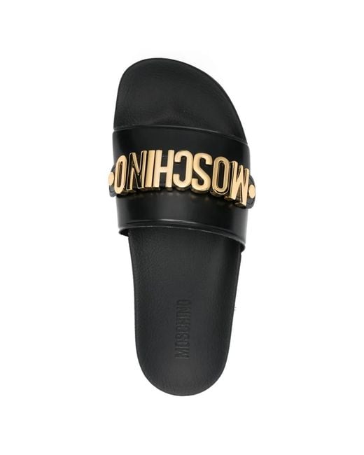 Moschino Black Claquettes En Pvc À Logo Lettré for men
