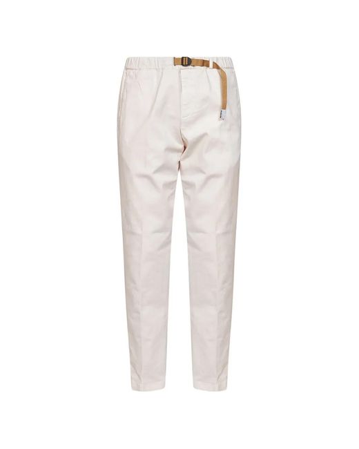 White Sand White Belted Tapered Trousers for men