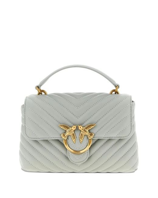 Pinko Gray Mini Lady Love Puff Quilted Tote Bag