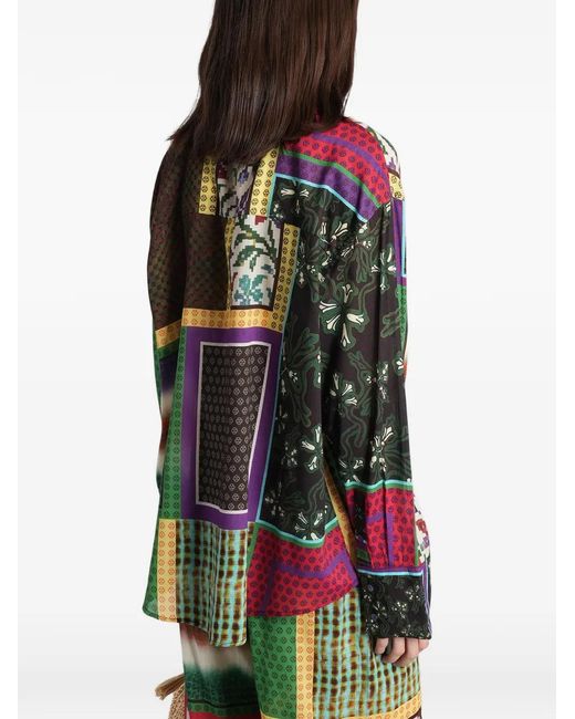 Siedres Black Hemd Mit Patchwork-Print