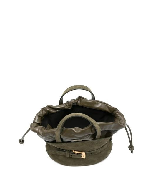 Balmain Green Buckle Suede Tote Bag