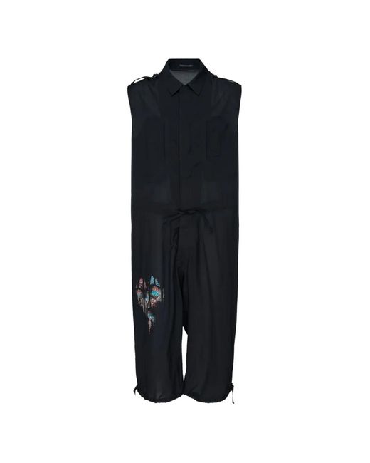 Yohji Yamamoto Black Graphic-Print Sleeveless Jumpsuit for men