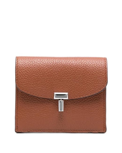 Totême Brown T-Lock Grained Cardholder