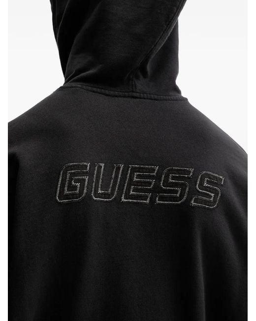 Guess Black Lasi Logo-Print Hoodie for men