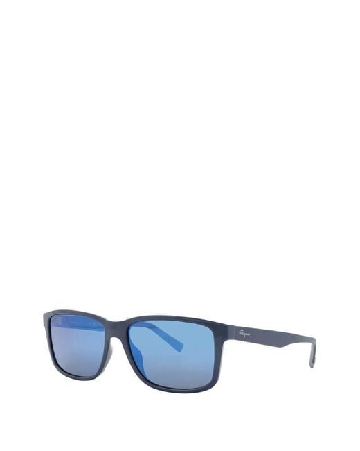 Ferragamo Blue Lunettes De Soleil À Monture Rectangulaire