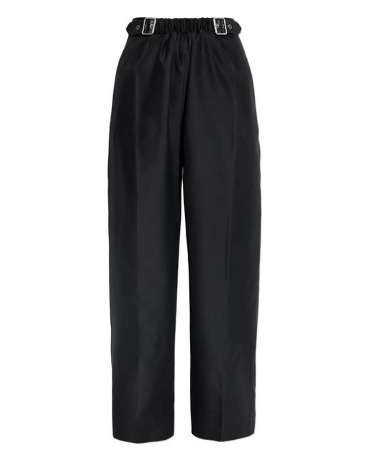 Loewe Black Wool And Silk Belted Trousers