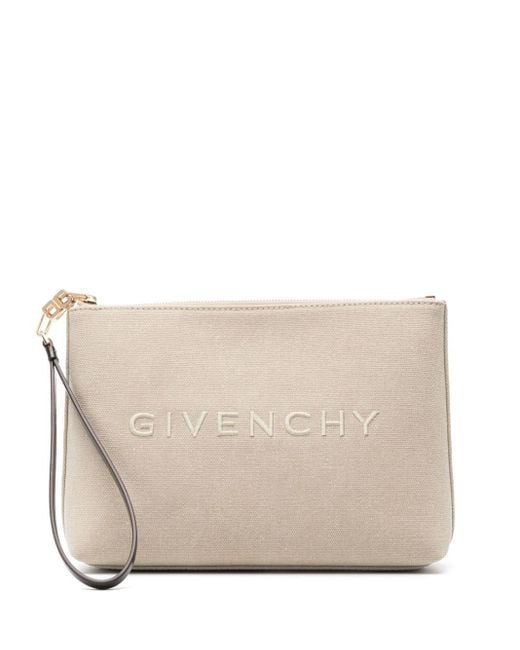 Givenchy Natural Logo-embroidered Canvas Pouch
