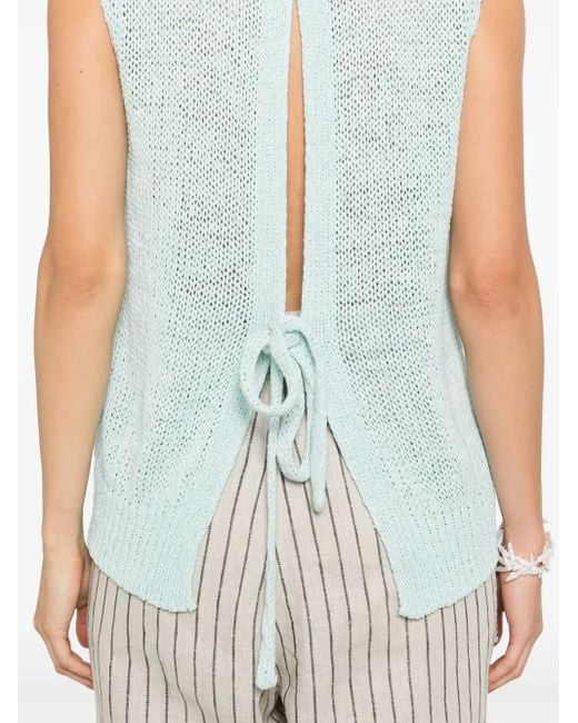 Roberto Collina Blue Cotton-Blend Top