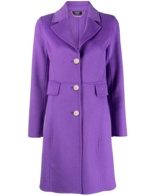 Liu Jo Purple Single-breasted Knitted Coat