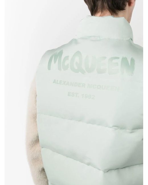McQueen White Logo-Print Gilet for men