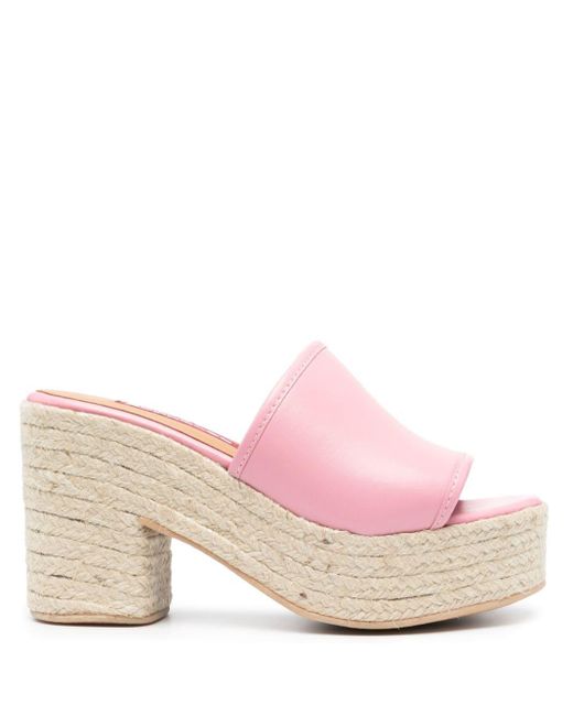 Moschino Jeans Pink 95mm Leather Espadrilles