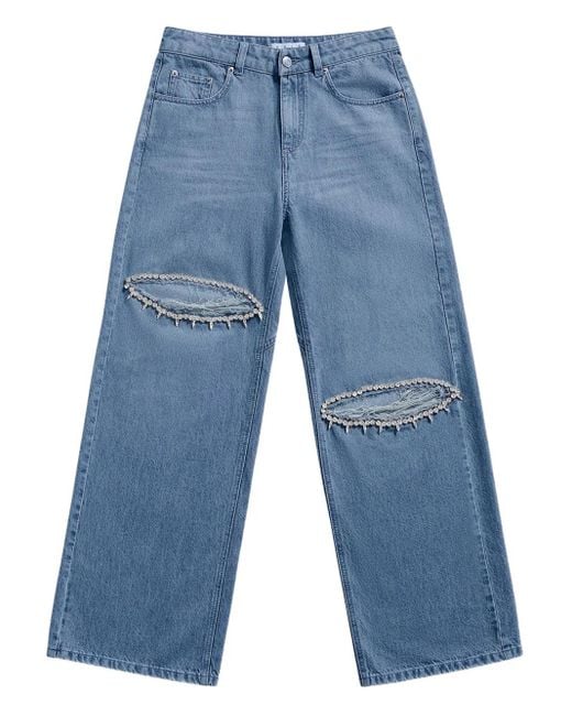 Area Blue Crystal-embellished Pocket Jeans