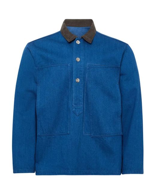 Polo vaquero con cuello J.W. Anderson de hombre de color Blue
