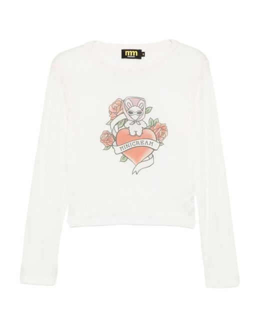 Mini Cream Graphic-print T-shirt White
