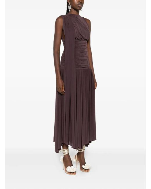 Magda Butrym Purple Drop-Waist Sheer Midi Dress