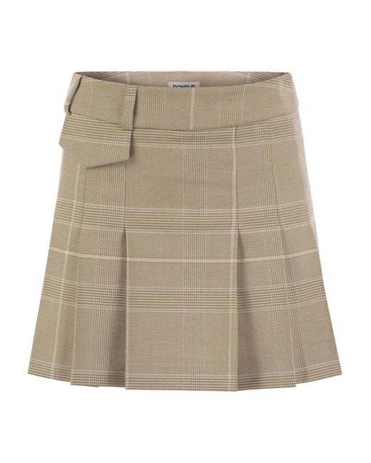 Dondup Natural Pleated Prince Of Wales Mini Skirt