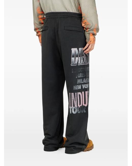 DIESEL Black Sweatpants With Concert-Graphics for men