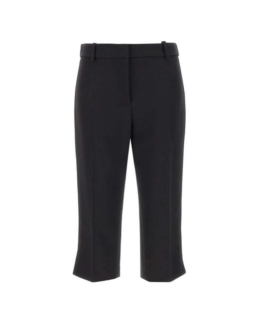Elisabetta Franchi Black Satin-Bands Tailored Cropped Trousers
