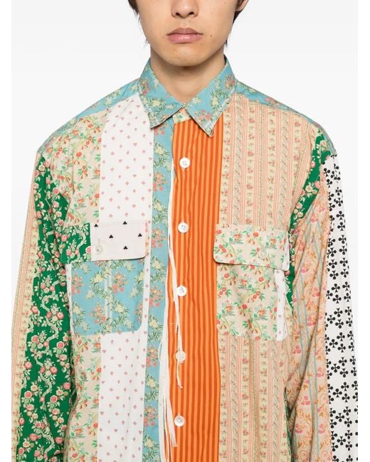 Midorikawa White Patchwork Pocket Shirt for men