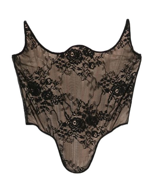 GIUSEPPE DI MORABITO Brown Lace Corset Top