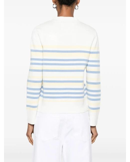 Gant White Striped Button-Up Cardigan