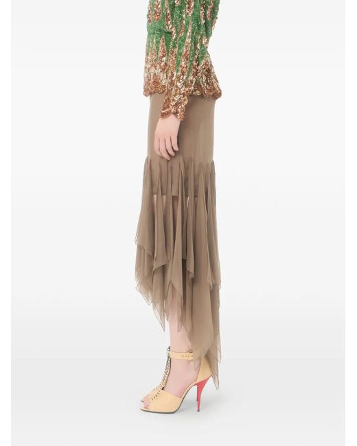 Valentino Garavani Natural Asymmetrical Chiffon Midi Skirt