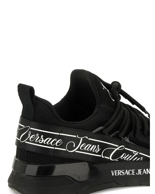 Versace Jeans Couture Black Logo-Detail Lace-Up Sneakers