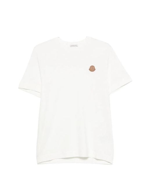 Moncler White Logo-Patch T-Shirt for men
