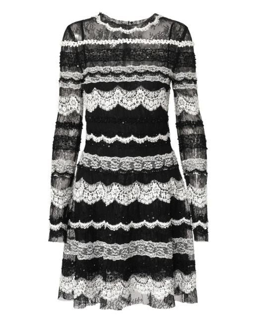 Carolina Herrera レーストリム ドレス Black