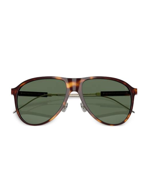 Brunello Cucinelli Green Pilot-Frame Sunglasses for men