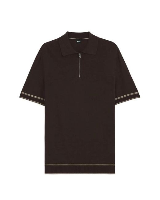 Boss Black Zip-Fastening Tipped Polo Shirt for men