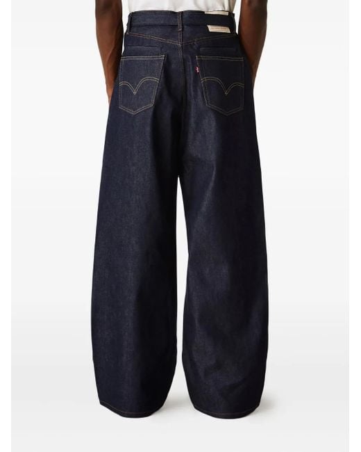 Sacai Blue Logo-Patch Belt-Fastening Jeans for men