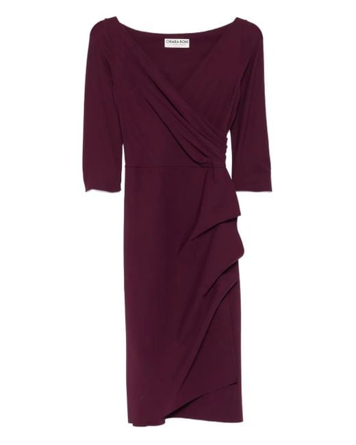 La Petite Robe Di Chiara Boni Purple Florien Ruffled Wrap Dress