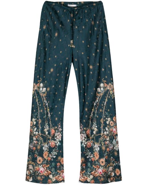 Camilla Blue Floral-print Drawstring Trousers
