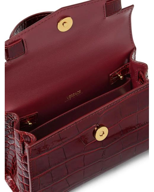 Versace Red Medusa '95 Small Croc-Effect Top-Handle
