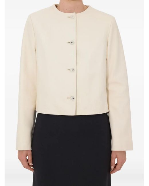 Loulou de Saison White Raho Button Leather Jacket