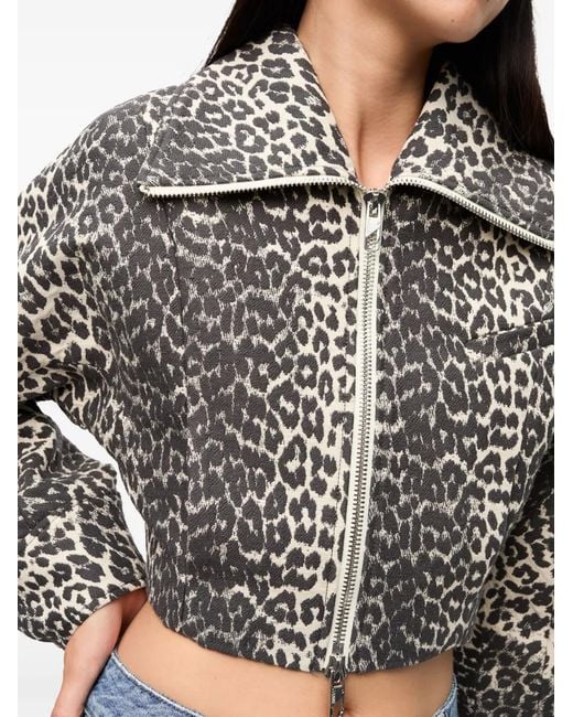 Ganni Black Leopard-Print Jacket