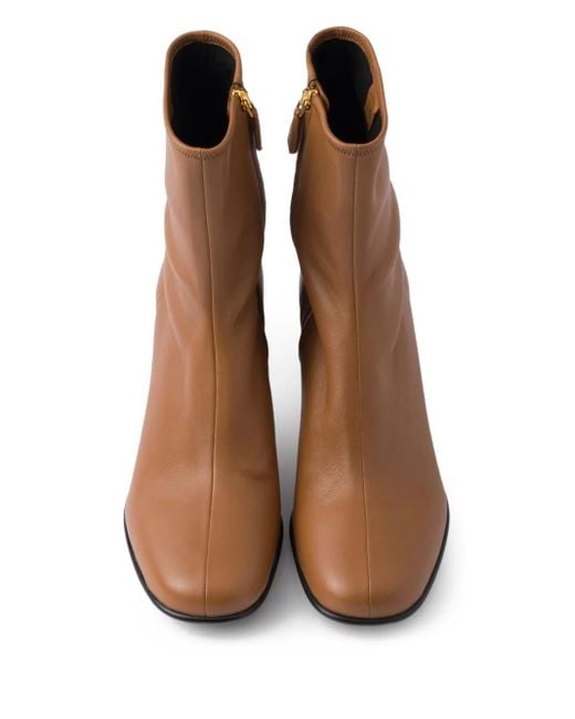 Prada Brown 55Mm Zip-Up Block-Heel Boots
