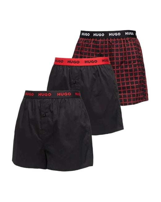 HUGO Set aus drei Boxershorts mit Logo-Bund in Red für Herren