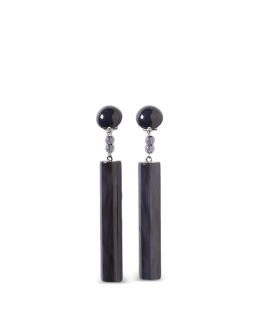 Emporio Armani Blue Marbled-Effect Logo-Print Earrings