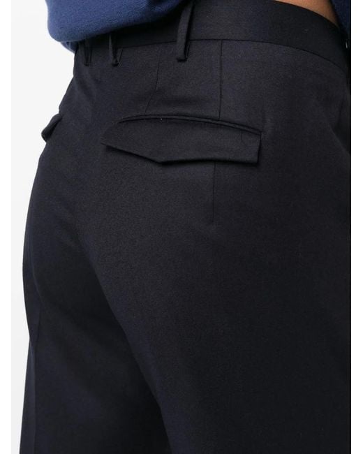 PT Torino Blue Low-Rise Tapered Tailored Trousers for men