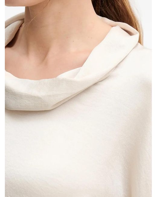 Joseph Ribkoff White Cowl-Neck Button Blouse