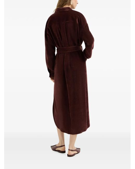 Brunello Cucinelli Red Fluid Corduroy Shirt Dress