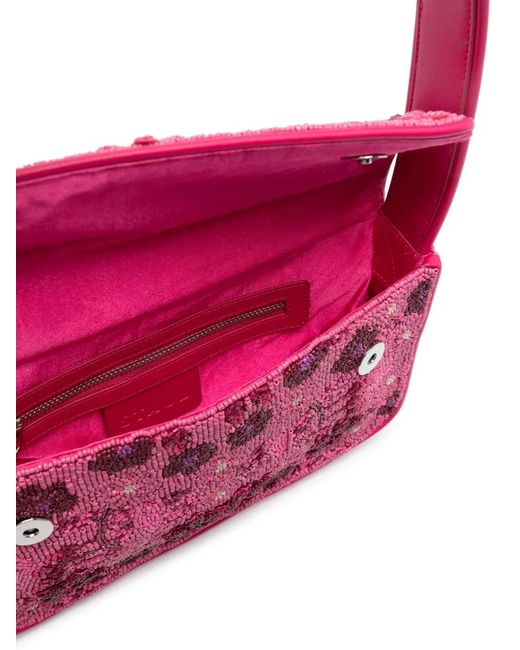 Staud Pink Tommy Beaded Shoulder Bag