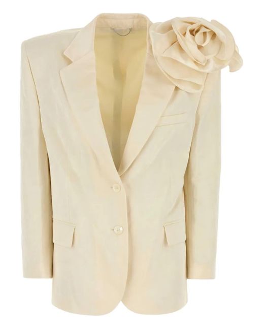 Magda Butrym Natural Floral-Detail Structured Blazer