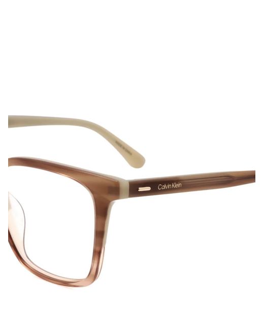 Calvin Klein White Tortoiseshell-Effect Square-Frame Glasses