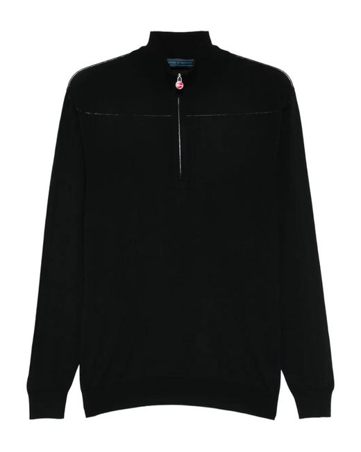 Kiton Black Half-Zip Sweater for men