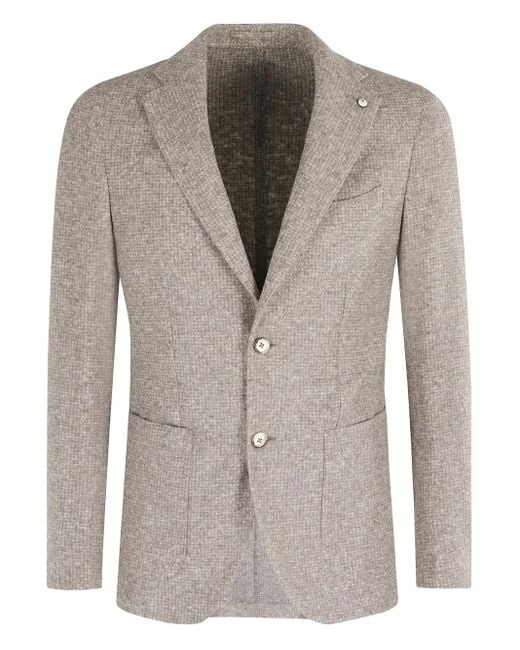 L.b.m. 1911 Gray Textured Three-Button Blazer for men